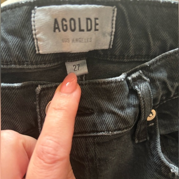 AGOLDE TONI MID RISE STRAIGHT RAW HEM SIZE 27 BLACK WASH STRAIGHT LEG DENIM CROP - Picture 5 of 8